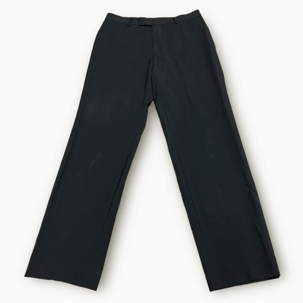Boss Hugo Boss Men’s Dress Pants Size 33R Custom Made Flat Front Black Designer
